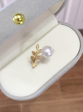 源产地诸暨精品5A级天然淡水珍珠戒指强光小灯泡叶子戒指