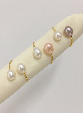 多色小米珠18K包金指环