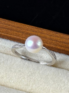 浙江诸暨强光高亮天然淡水真珍珠戒指简约精致可调节开口指环女士