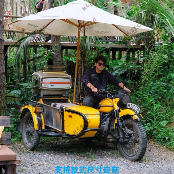 超酷双侉边三轮摩托车户外露营复古街拍超吸睛老式摆件装饰品摆件