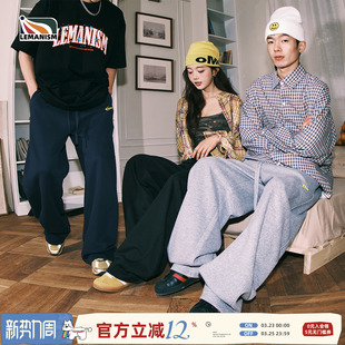 弯刀运动裤 情侣直筒裤 子女 男春秋宽松休闲裤 lemanism潮牌刺绣卫裤