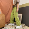 Leman Kim Jun Korean Edition Drawstring Solid bf Easy Sports pants Trend Versatile Straight Casual pants