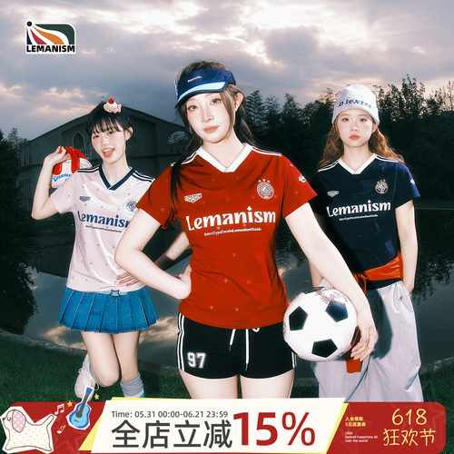 lemanism美式潮流满印星星短袖T恤男款2026夏季新款V领球衣球服女