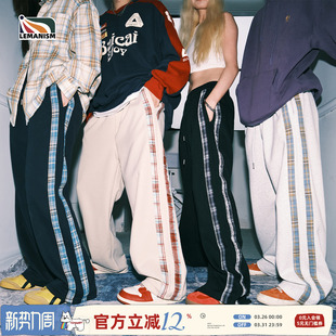 长裤 情侣拼接运动裤 潮牌 男2024春秋宽松直筒休闲裤 lemanism卫裤