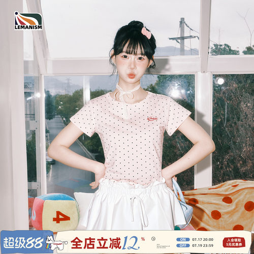 lemanism美式潮牌波点短袖T恤女生中性修身正肩体恤2026夏季新款