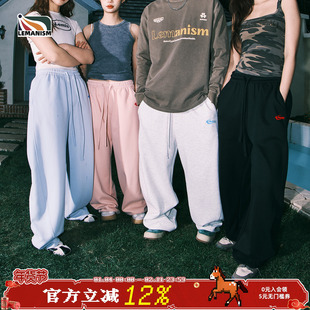 lemanism高密立体刺绣卫裤男秋冬休闲裤情侣直筒裤弯刀运动裤子女