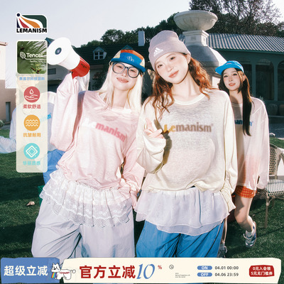 lemanism美式潮流模糊字母潮牌长袖T恤罩衫女生2026春夏新款上衣