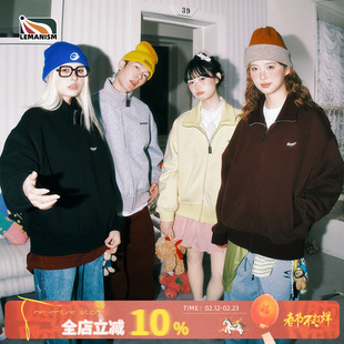 lemanism美式潮流纯色翻领夹克男2026春夏季新款情侣款外套女上衣