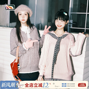 lemanism美式潮流连帽开衫毛衣女生2026秋冬季新款针织衫外套上衣