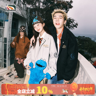 lemanism美式复古麂皮绒翻领皮夹克外套男2025情侣款皮衣潮牌