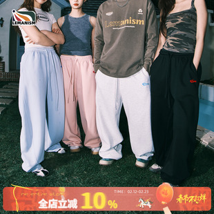 lemanism高密立体刺绣卫裤男秋冬休闲裤情侣直筒裤弯刀运动裤子女