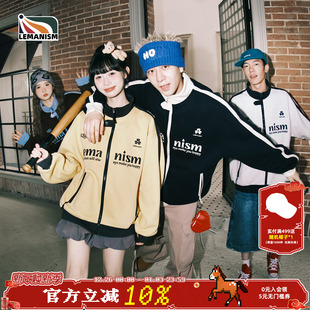 外套新款 情侣款 上衣 潮流撞色字母印花夹克男2025秋季 lemanism美式