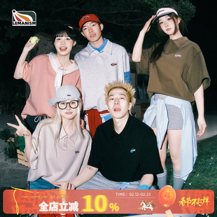 lemanism美式潮牌字母短袖POLO衫男2026夏季新款情侣款T恤上衣女