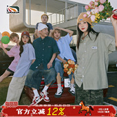 lemanism日系防晒竖条纹短袖 衬衣女 宽松寸衣潮牌情侣款 衬衫 男夏季