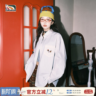 外套 2025春秋情侣寸衣宽松衬衫 lemanism潮牌纯棉腊肠狗衬衫 男长袖