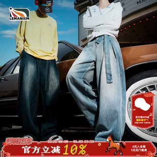 潮牌宽松休闲裤 lemanism美式 新款 男2025秋季 女 复古纯色直筒牛仔裤