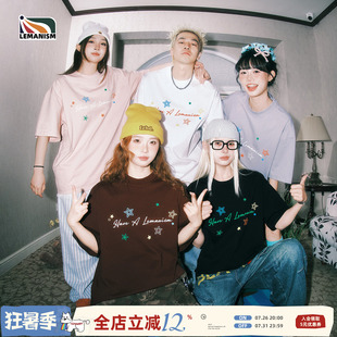 lemanism美式潮流星星字母短袖T恤男款2026夏季情侣款新款半袖女