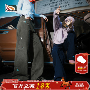 休闲裤 lemanism美式 情侣款 男2025新款 子 潮流满印星星刺绣牛仔裤