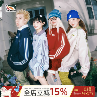 lemanism美式潮牌三条杠运动夹克男2026春季新款情侣款外套女上衣