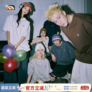 lemanism美式复古重磅纯棉T恤短袖男夏季潮牌宽松半袖情侣体恤衫