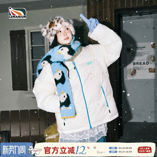情侣棉袄外套女 秋冬季 lemanism美式 潮牌撞色面包服棉衣男2025新款