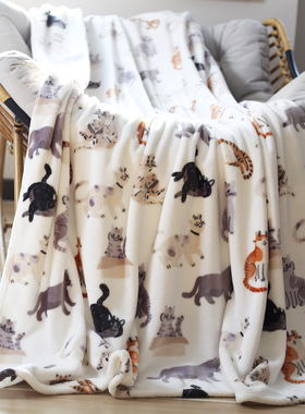 可爱猫咪牛奶绒毛毯办公室午睡毯午休毯子沙发床上用盖毯圣诞毯子