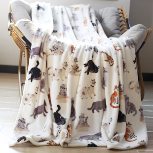 可爱猫咪牛奶绒毛毯办公室午睡毯午休毯子沙发床上用盖毯圣诞毯子