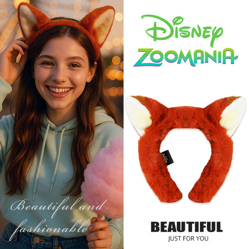 迪士尼发箍正版朱迪尼克狐狸耳朵兔子疯狂动物城头饰游园配饰头箍