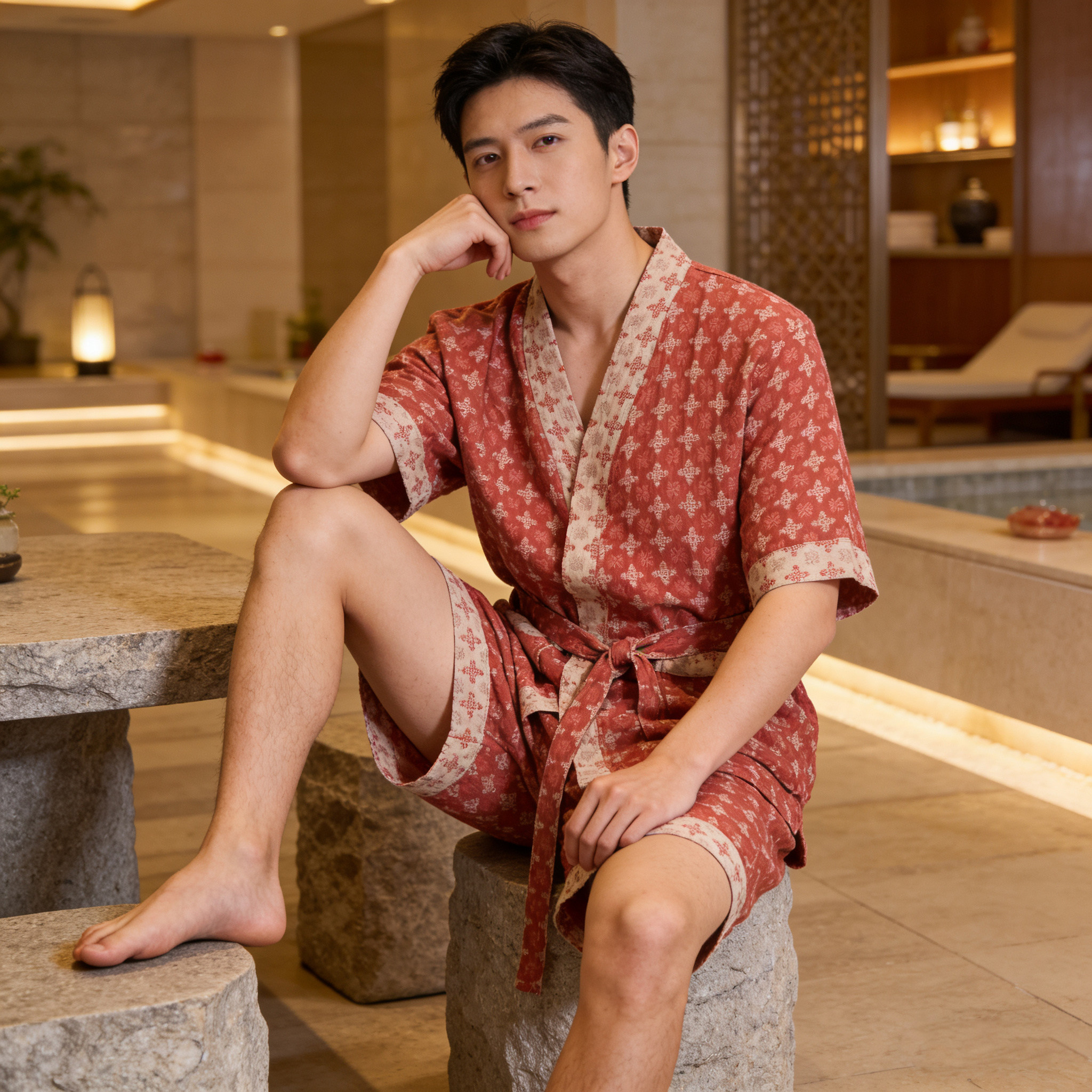 汗蒸服纯棉新款桑拿服女洗浴中心足浴按摩足疗店男士全棉大码浴服