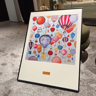 A.n热气球轻奢高级背景墙客厅卧室客厅丝巾装 饰画挂画 裱玄关装