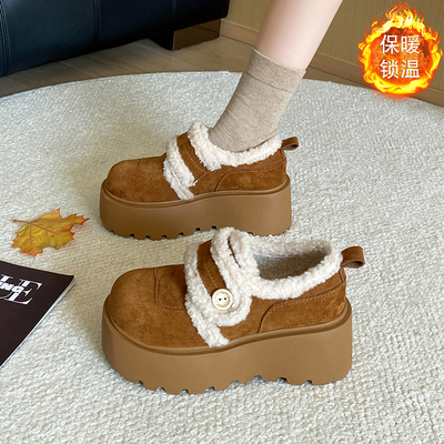 厚底增高加绒保暖加厚勃肯鞋雪地靴棉鞋女鞋子2025冬季新款乐福鞋