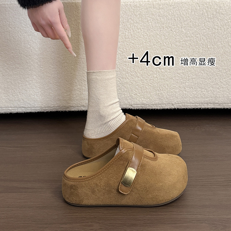 厚底内增高勃肯鞋女包头半拖鞋2026春夏季外穿懒人一脚蹬凉拖鞋子