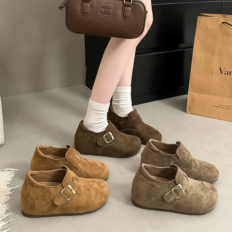 内增高7CM厚底全包勃肯鞋女鞋2026新款早春季小个子乐福博肯单鞋