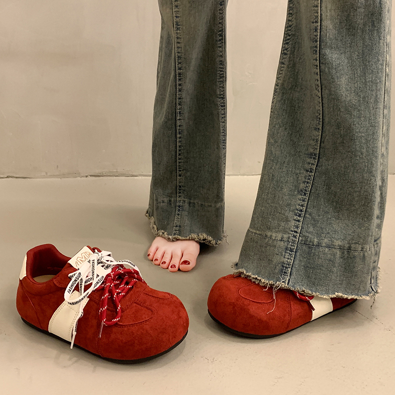 小众厚底板鞋女秋冬平底运动休闲