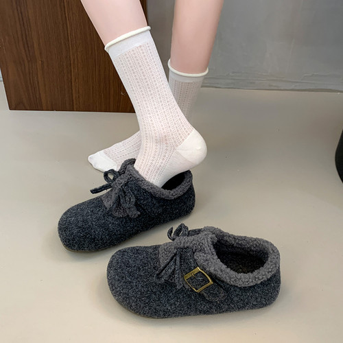 全包灰色勃肯鞋女博肯棉鞋子加绒