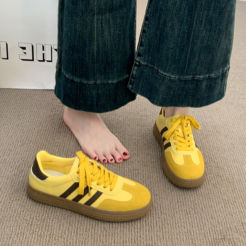 平底德训鞋子女2025新款爆款春季百搭黄色阿甘鞋女款运动休闲板鞋