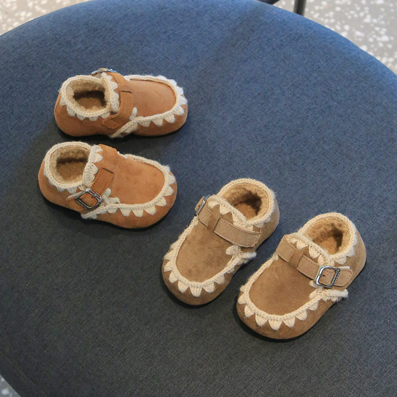 女小童棉鞋2025冬季加绒加厚软底平底勃肯鞋1-2--3岁婴儿学步鞋子