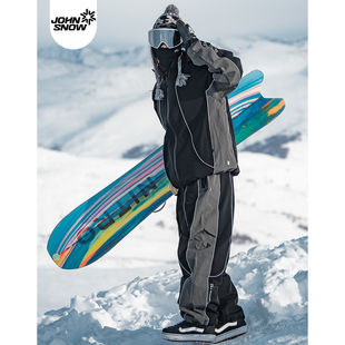John 男女单板双板套头滑雪服潮牌防水保暖杜邦棉 snow滑雪服套装
