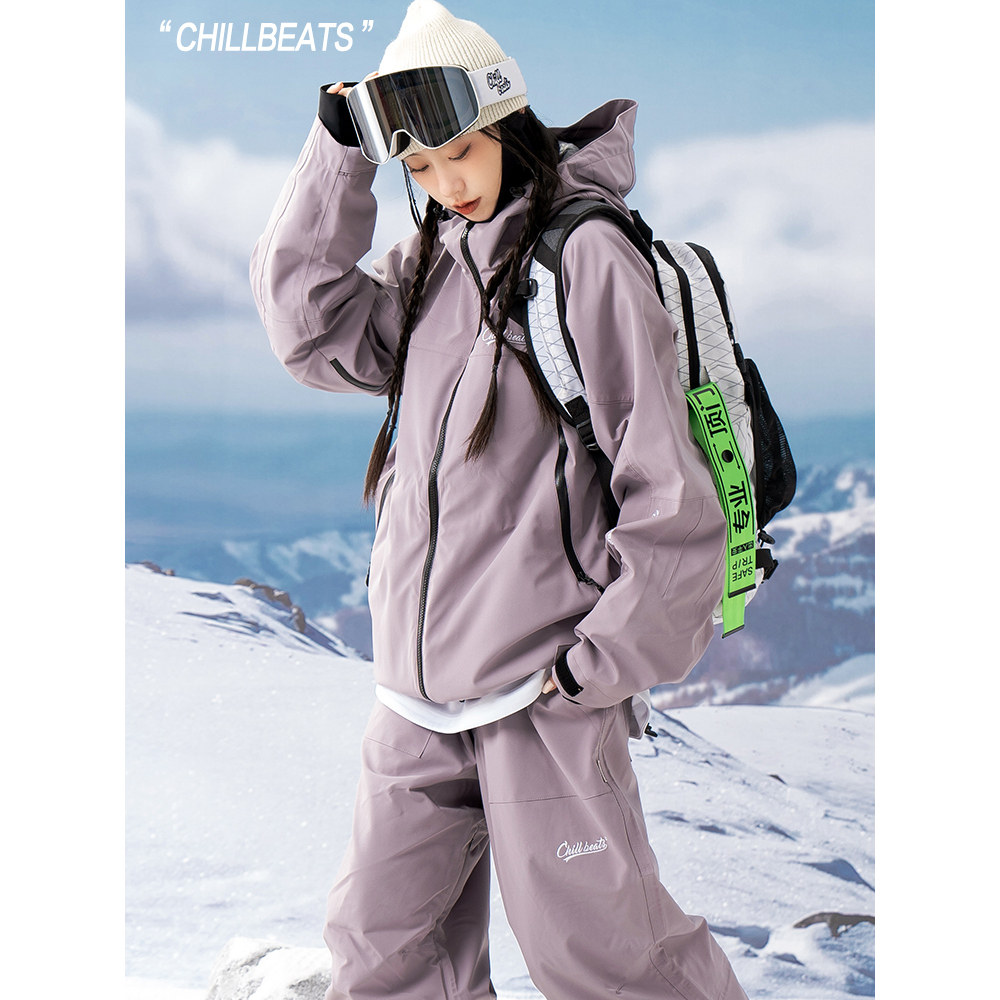 Chillbeats单双板滑雪服套装男女款情侣雪裤防水防风宽松保暖加棉