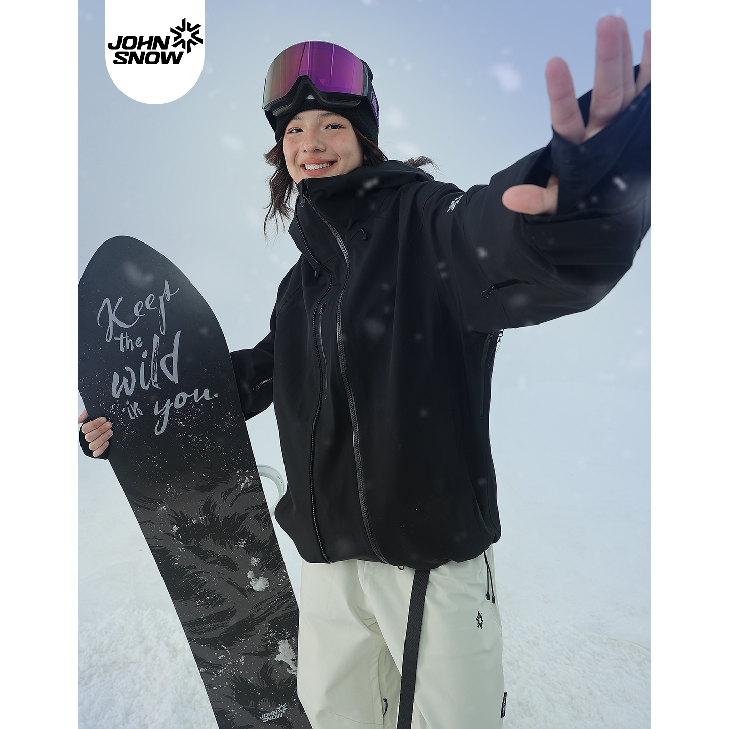 John snow滑雪服女款男2025新款单板防水防风全压胶硬壳滑雪上衣