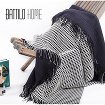 Nordic waffle knitted blanket, sofa blanket, office tassel, shawl, bed end, blanket, towel, photo decoration blanket