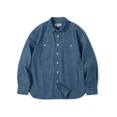 NATIVEWELL水洗牛仔工装衬衫复古长袖conedenim青年布8oz