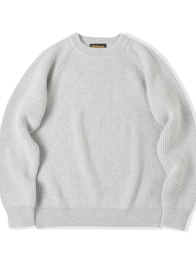 NATIVEWELL纯羊毛基础微宽松圆领套头毛衣坑条厚暖蓬松冬季保暖