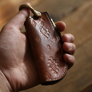 NATIVEWELL意大利buttero印第安花纹植鞣革钥匙包