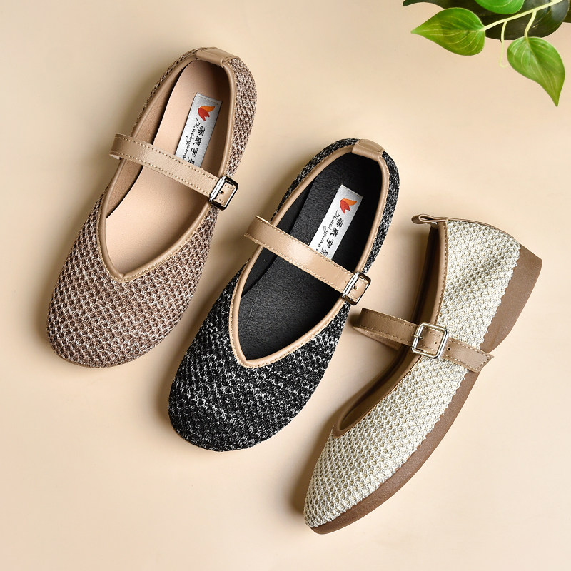 复古妈妈单鞋女老北京布鞋舒适牛筋软底法式玛丽珍一字扣平底女鞋