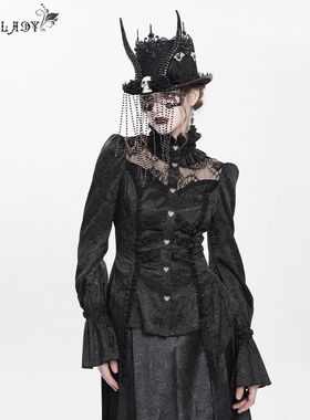 Devil Fashion恶魔时尚女装哥特黑色蕾丝衬衫ESHT017
