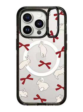 CASETI联名Rabbit Ribbon红色丝带兔子适用iPhone15Pro Max手机壳苹果15pro Magsafe磁吸镜头框支架保护套