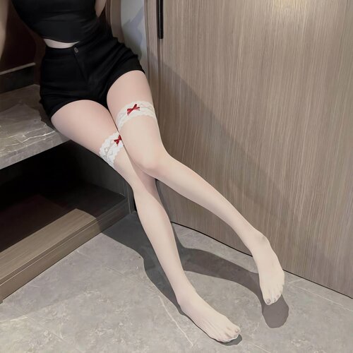 纯欲3D超薄蕾丝白色花边蝴蝶结