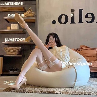 纯欲白丝蕾丝吊带黑丝大腿袜女性感诱惑超薄透防滑过膝长筒袜新款