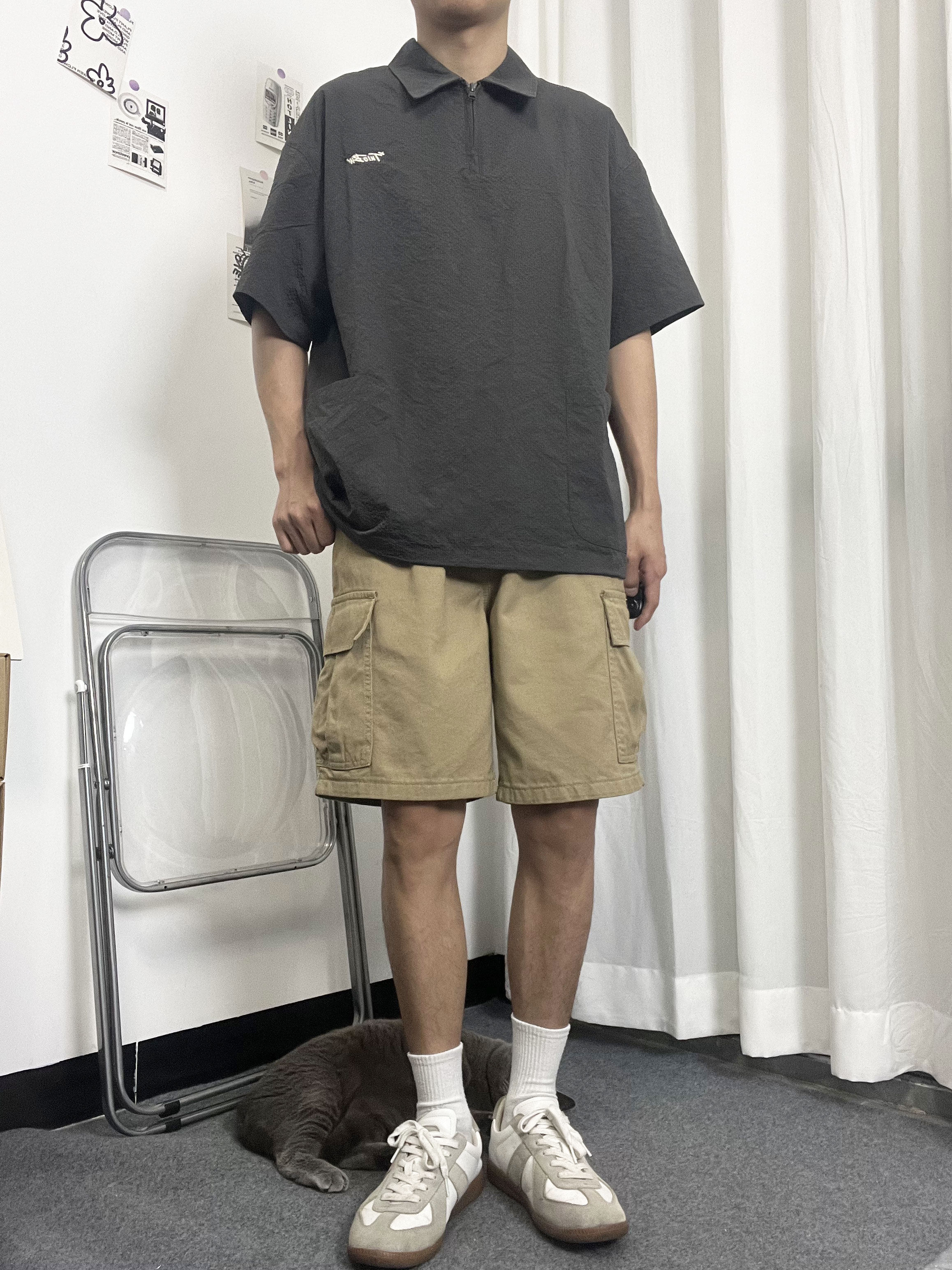 MMEL CARGO SHORTS MENS JAPANESE RETRO CITYBOY SUMMER NEW LOOSE AND VERSATILE TRENDY BRAND CROPPED PANTS CASUAL